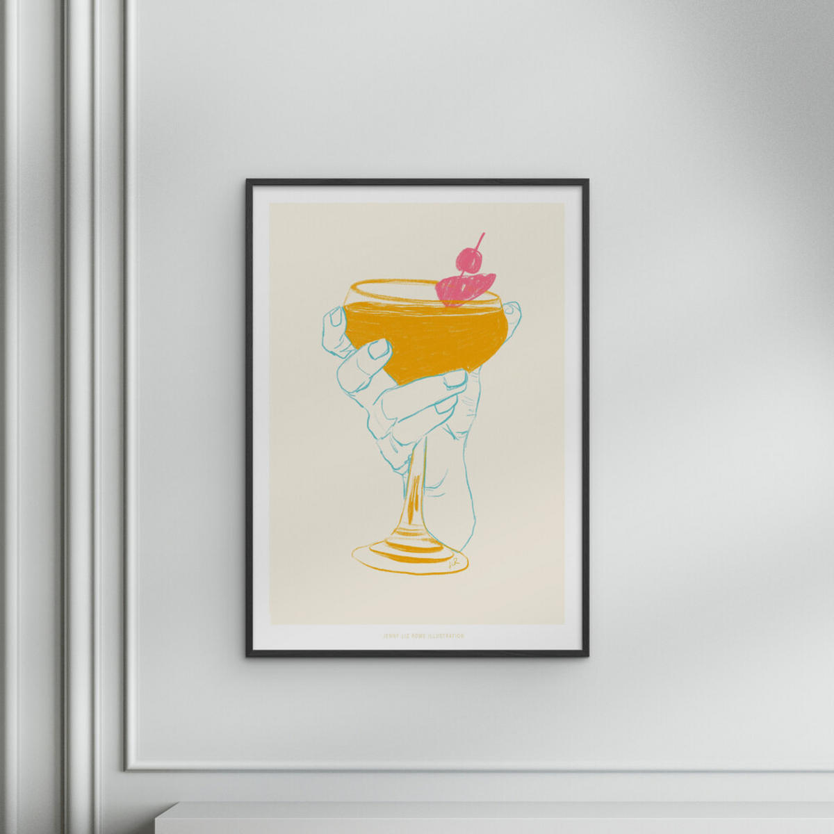 POSTER mit Rahmen Jenny Liz Rome - Cocktail 1 - Schwarz/Orange, Holz/Papier (50/70cm) - Poster&Frame