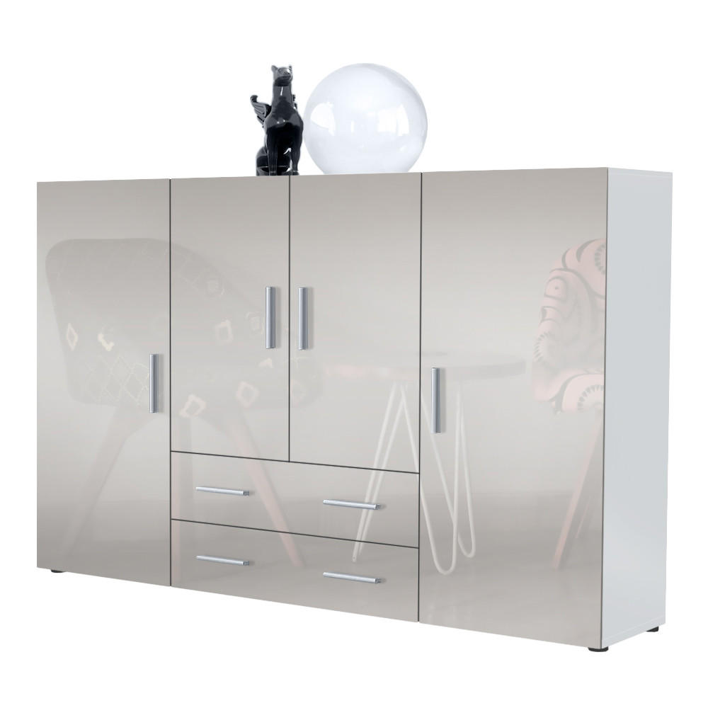 HIGHBOARD Nora Front in Sandgrau Hochglanz - Sandfarben, Holzwerkstoff (166/106/35cm) - Vladon