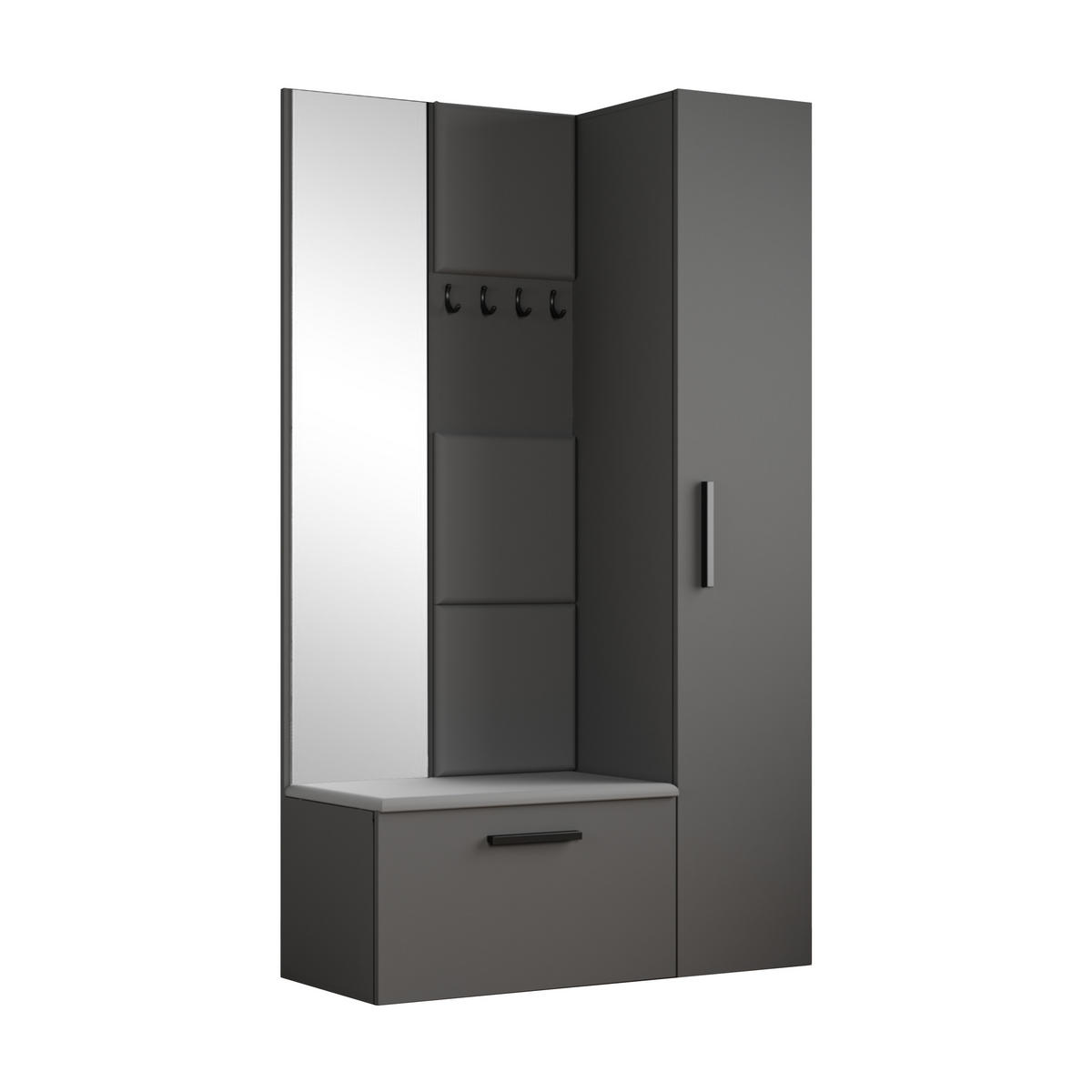 GARDEROBENSCHRANK MODULO 120,6/204/40 cm Modern Garderobe-Set Grau - Grau, Holzwerkstoff (120.6/204/40cm) - MASSENO