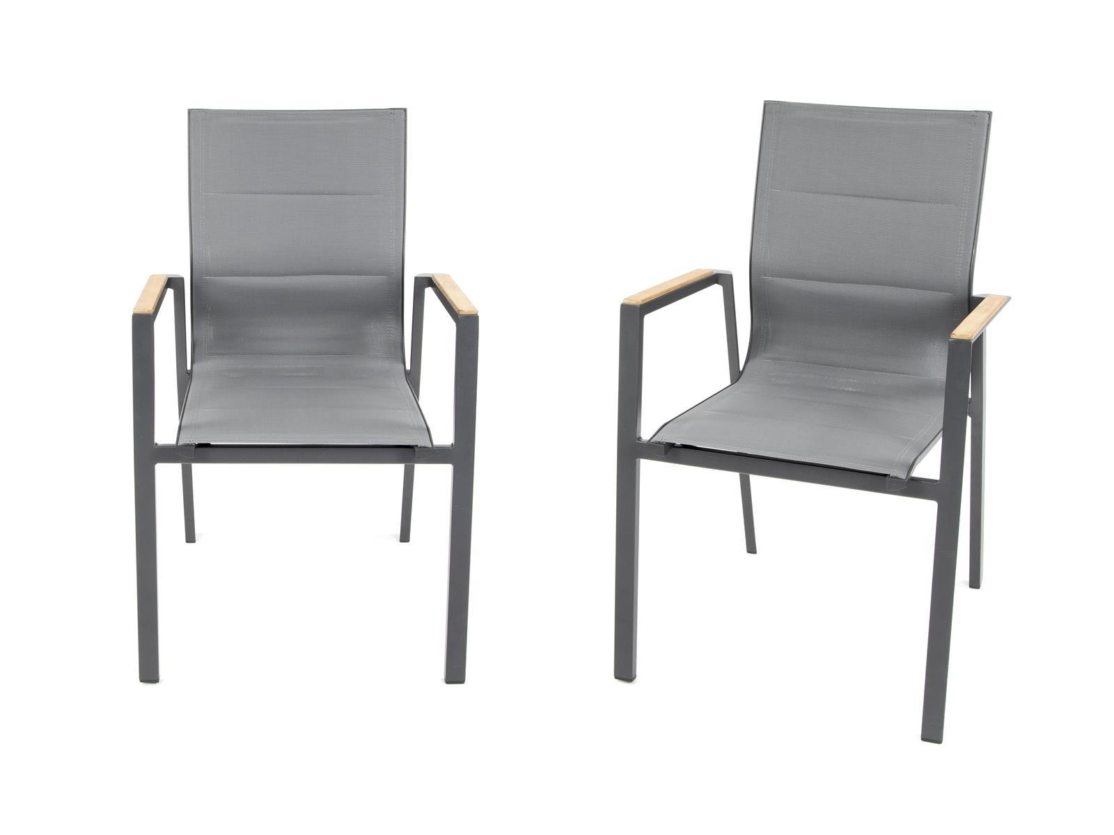 GARTEN-STAPELSTUHL Newport 2er-Set Anthrazit Aluminium feste Rückenlehne - Grau, Kunststoff (60.5/90/56cm) - bellavista - Home & Garden