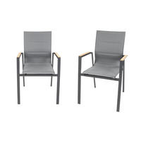 GARTEN-STAPELSTUHL Newport 2er-Set Anthrazit Aluminium feste Rückenlehne - Grau, Kunststoff (60.5/90/56cm) - bellavista - Home & Garden