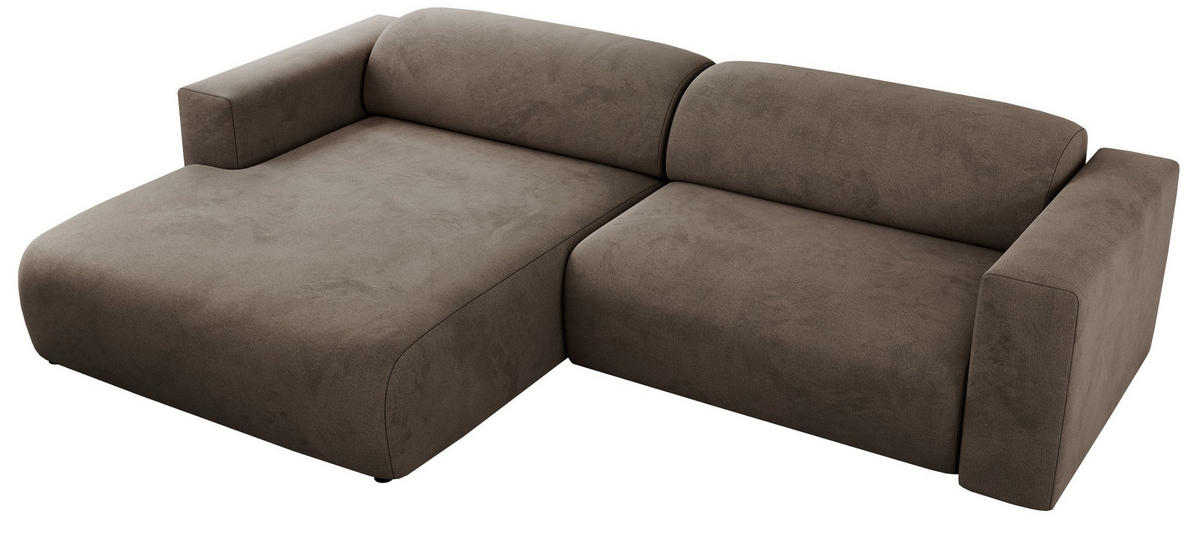 ECKSOFA PASADENA Braun Velvet - Links Seite - Schwarz/Braun, Kunststoff/Textil (288/180cm) - MKS