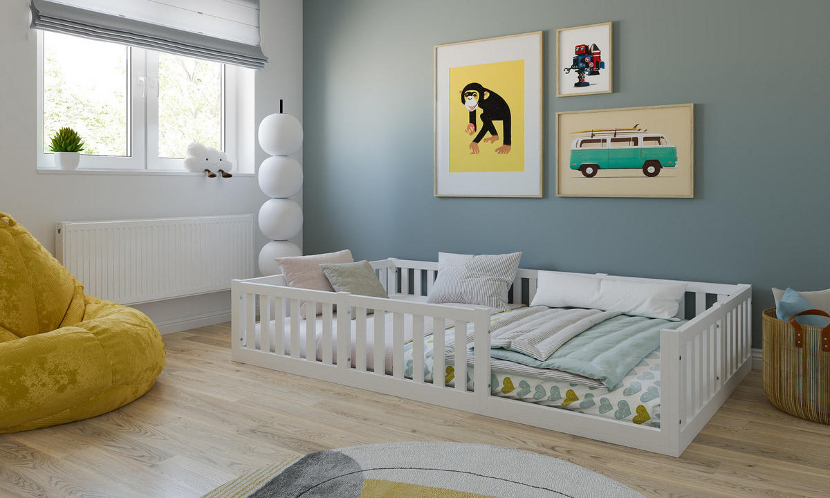 KINDERBETT Montessori 120cm - Weiß, Holz - kiki design