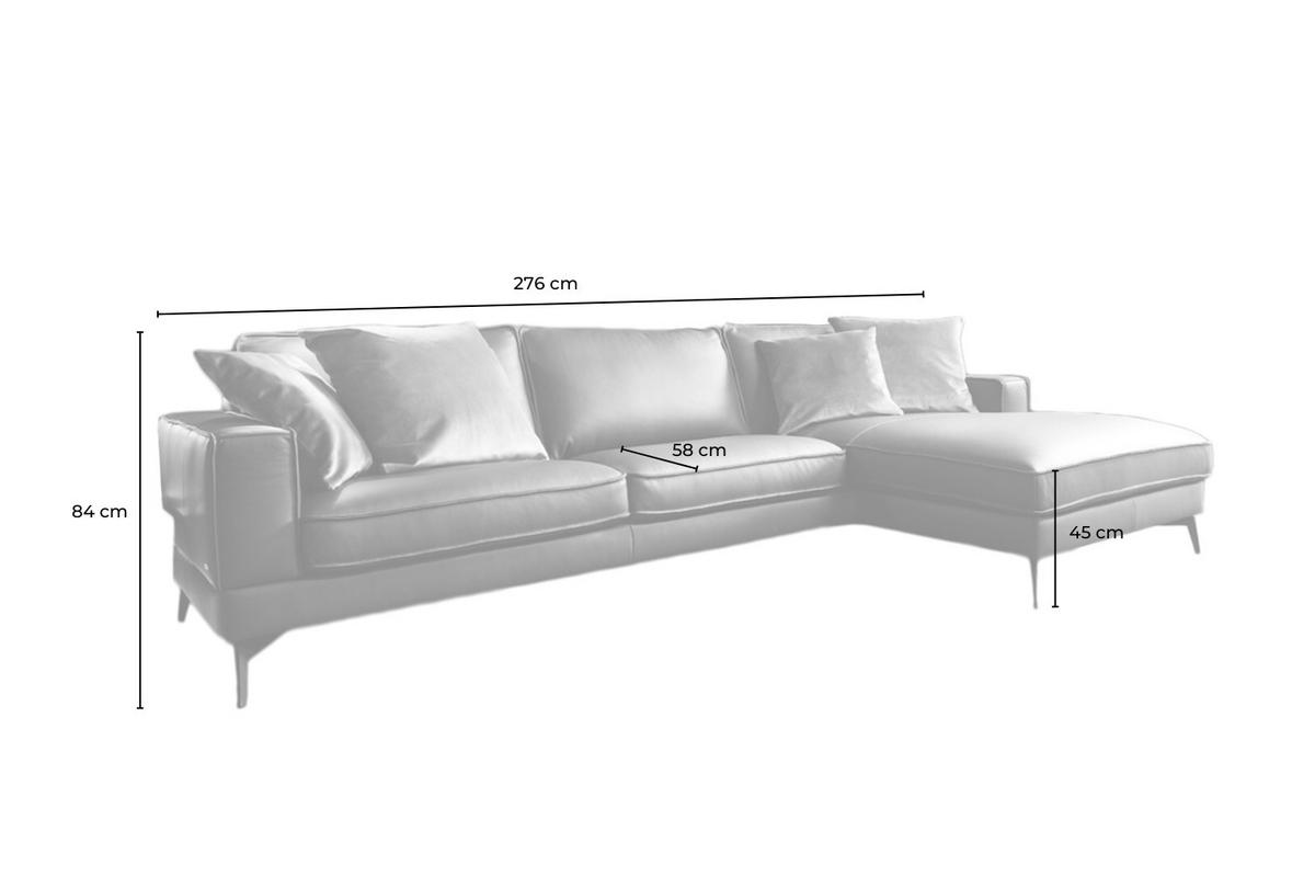 ECKSOFA MIT KOPFSTÜTZE LUGA Anthrazit Leder - Anthrazit/Schwarz, Leder (276/177cm) - KAWOLA