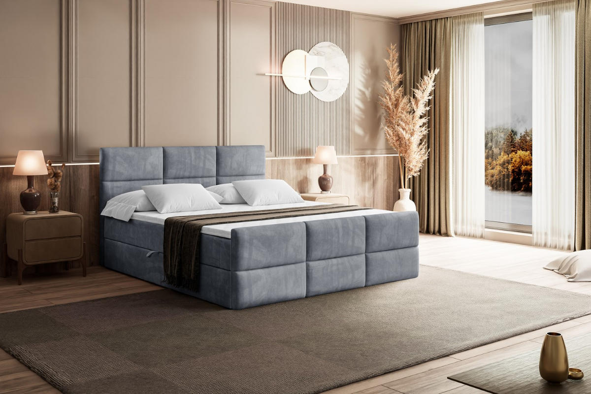 AMERICKÁ postel OHIO-Z – 200 x 200 cm – H4 – šedá - šedá, kompozitní dřevo (200/200cm) - ALTDECOR