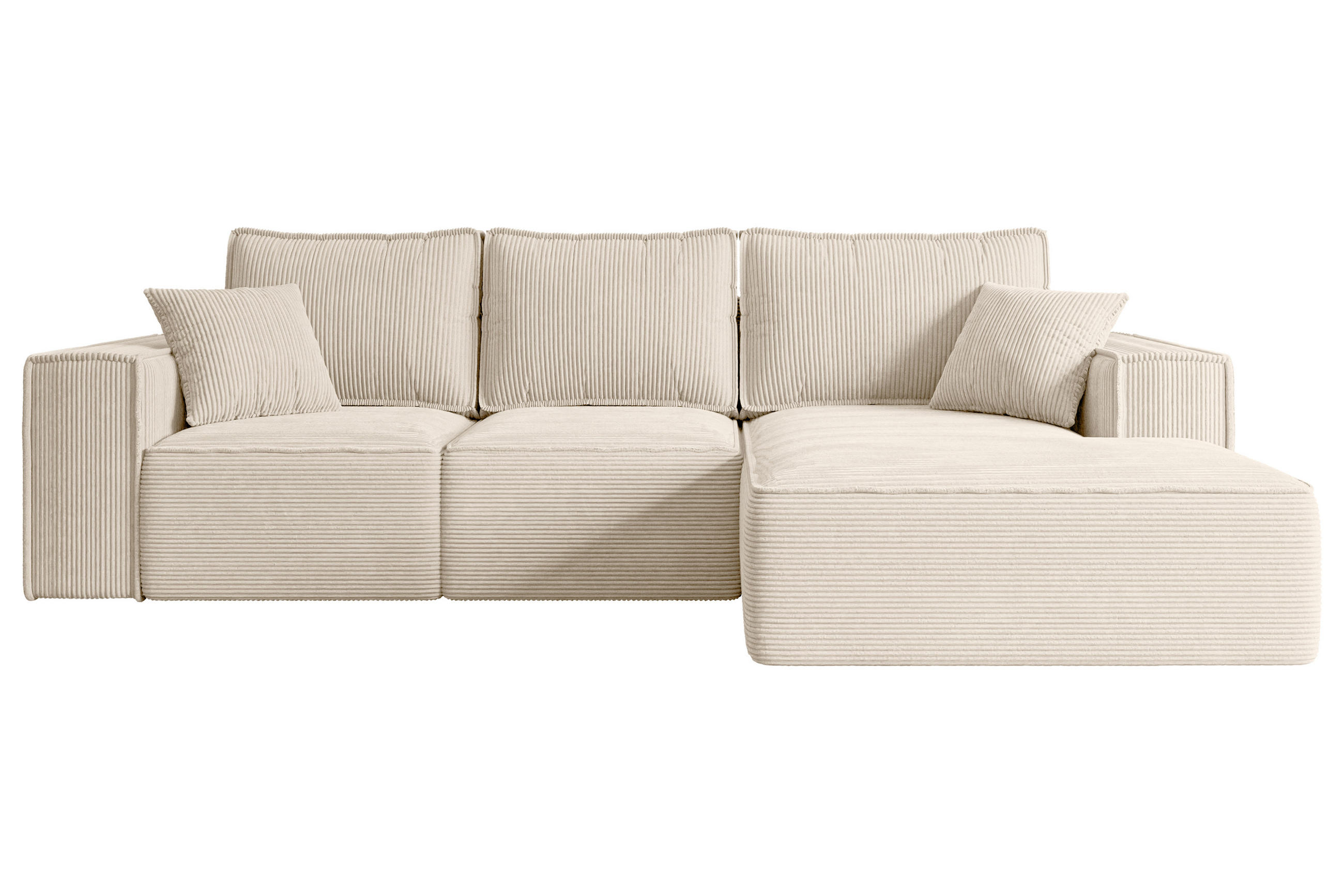 ECKSOFA mit Schlaffunktion und Bettkasten SERRA-L-S - 266x161x87 cm Beige Cord - Beige/Schwarz, Holzwerkstoff/Kunststoff (266/161cm) - ALTDECOR