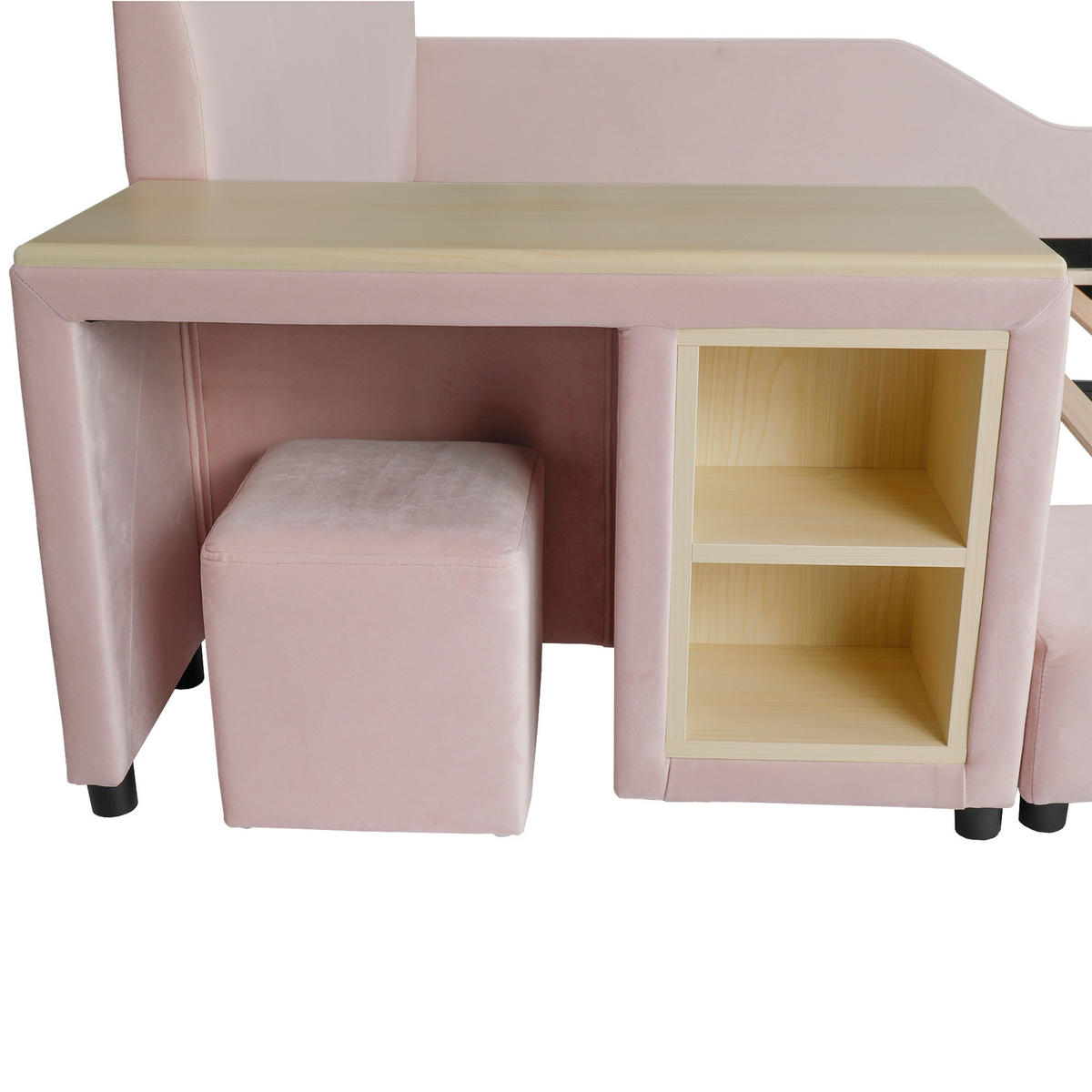 POLSTERBETT 140/200 cm DE-32731 mit Schreibtisch und Hocker Pink - Pink, Metall (140/200cm) - ComfortXL