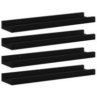 WANDREGALSET 4-teilig 40/9/3 cm aus MDF Schwarz Max. Belastbarkeit 5 KG - Schwarz, Holzwerkstoff (40/3/9cm) - vidaXL