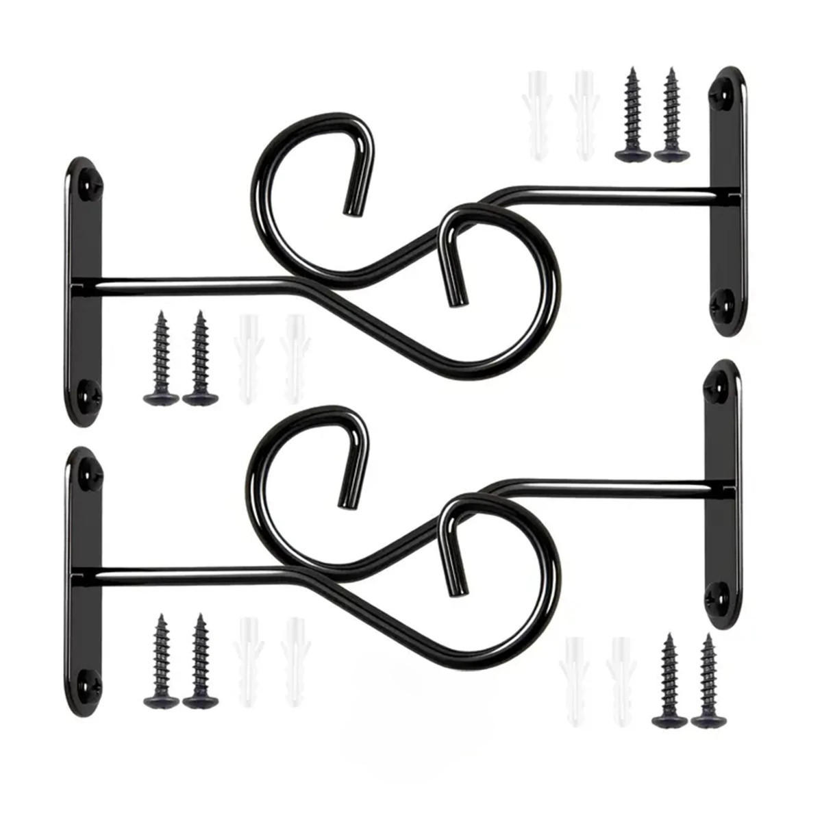 WANDHAKEN Schwarz 4er-set - Schwarz, Metall (2/7/12.5cm)