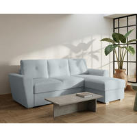 ECKSOFA Bellano Ecksofa L-Form - links oder rechts montierbar, blau - Blau, Holz (243/156cm) - Homesy