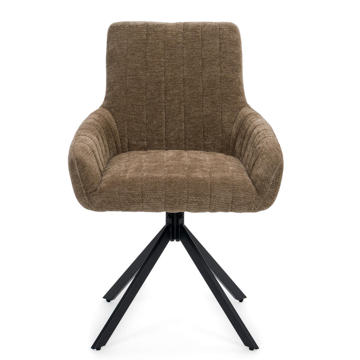 STUHL LUINO drehbar gepolsterter mit Steppung - braun - Chenille - Schwarz/Braun, Textil/Metall (58/87/60cm) - NEW HOME