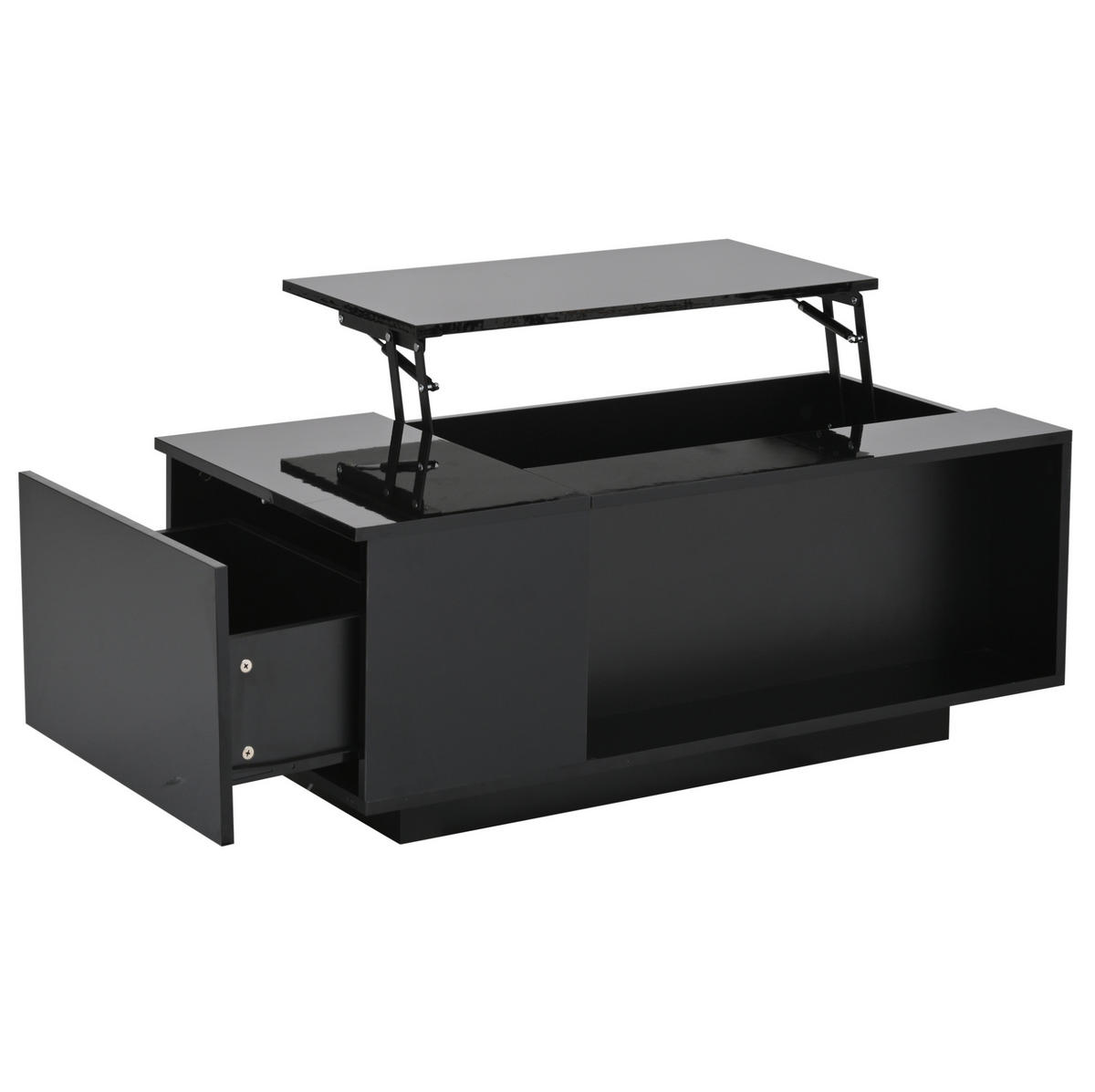 COUCHTISCH höhenverstellbar 100 x 50 x 40 cm Schwarz mit Stauraum - Schwarz, Holzwerkstoff (100/50/40cm) - Meubliv