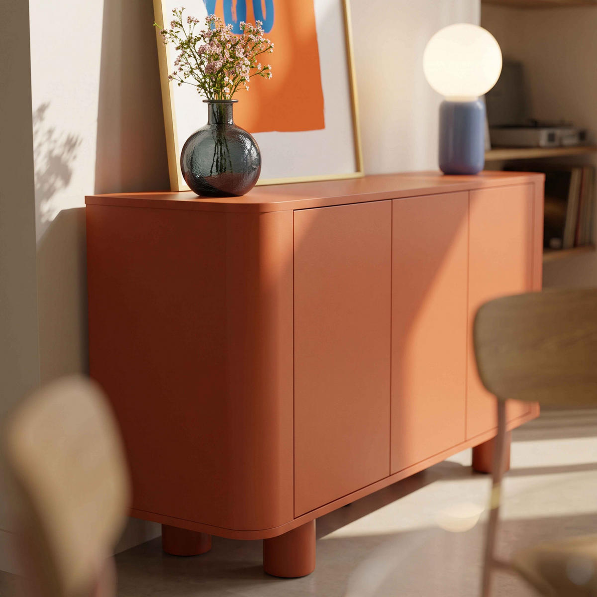SIDEBOARD 120 cm, Orange - Orange, Holz (120/75/40cm) - Oviala