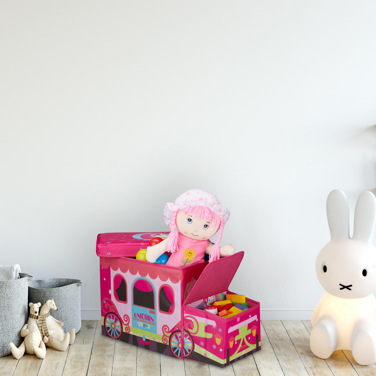 SITZBOX Kinder - Pink, Holzwerkstoff/Wellpappe (27/33/56cm) - Relaxdays