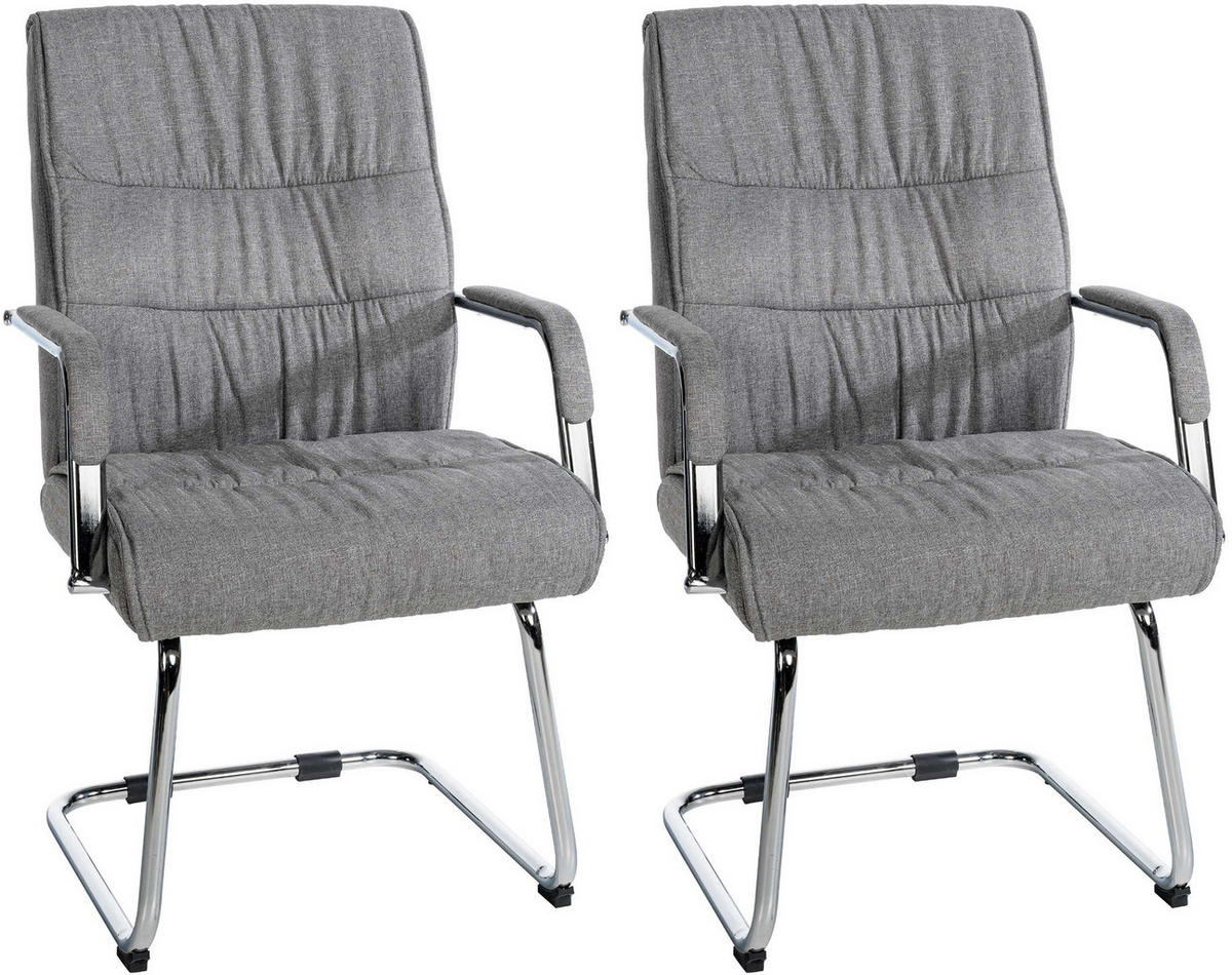 SCHWINGSTUHL 2er Set Stoff hellgrau - Hellgrau, Textil/Metall (58/100/66cm) - CLP