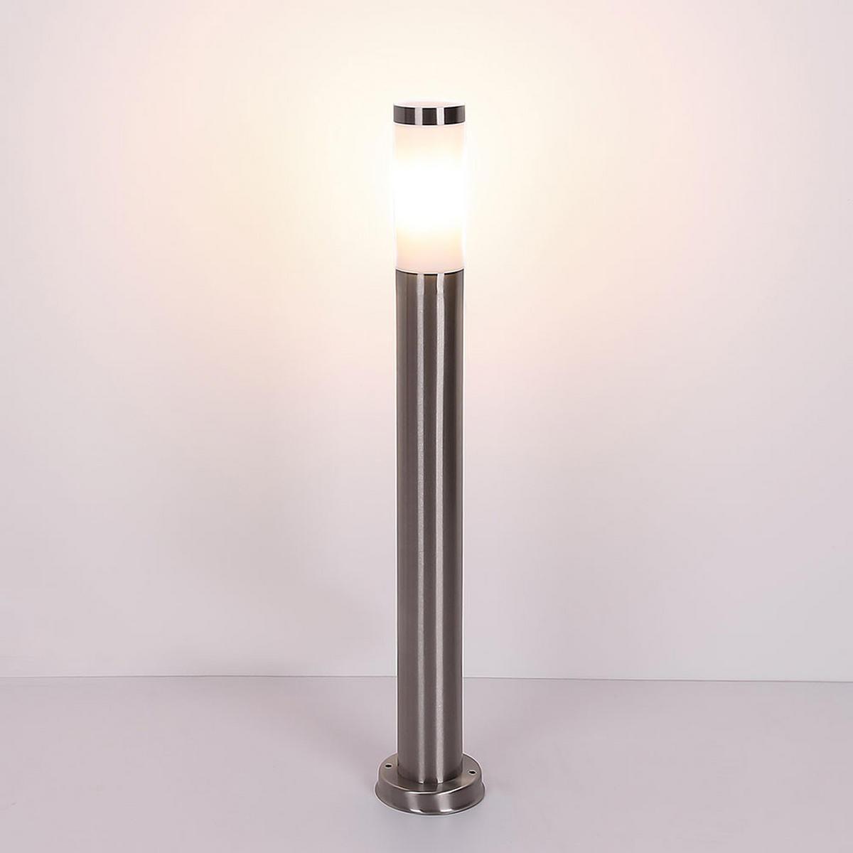 LED WEGELEUCHTE Edelstahl Silber opal 4er Set - Silberfarben, Metall (11/80/80cm) - Globo Lighting