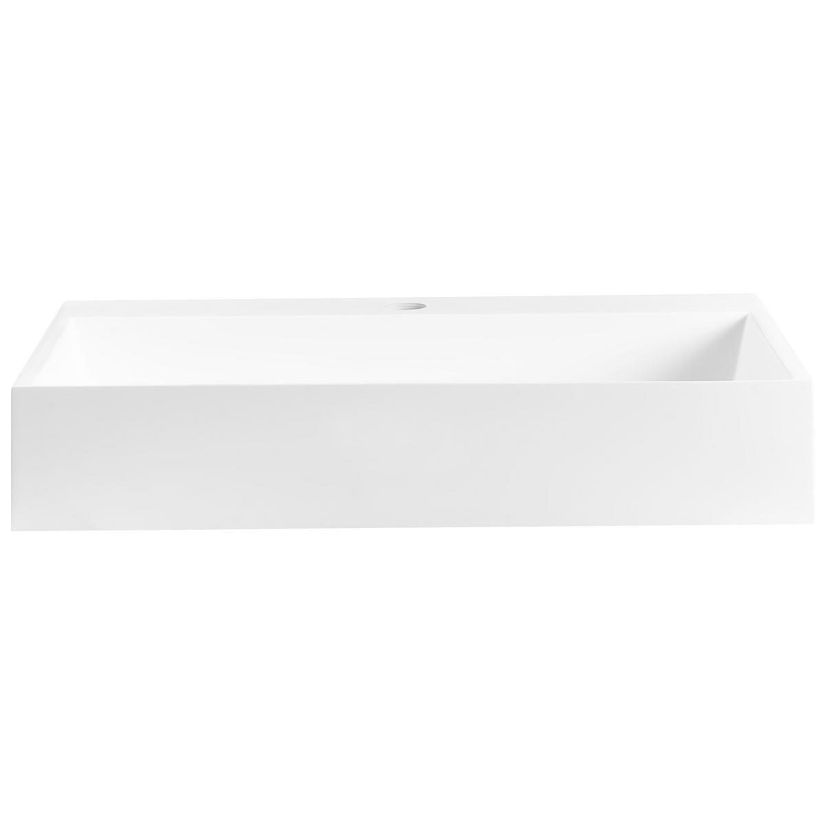 HÄNGEWASCHBECKEN Weiß 50/38 cm Mineralguss Quenko - Weiß, Naturmaterialien (50/12/38cm) - Beliani