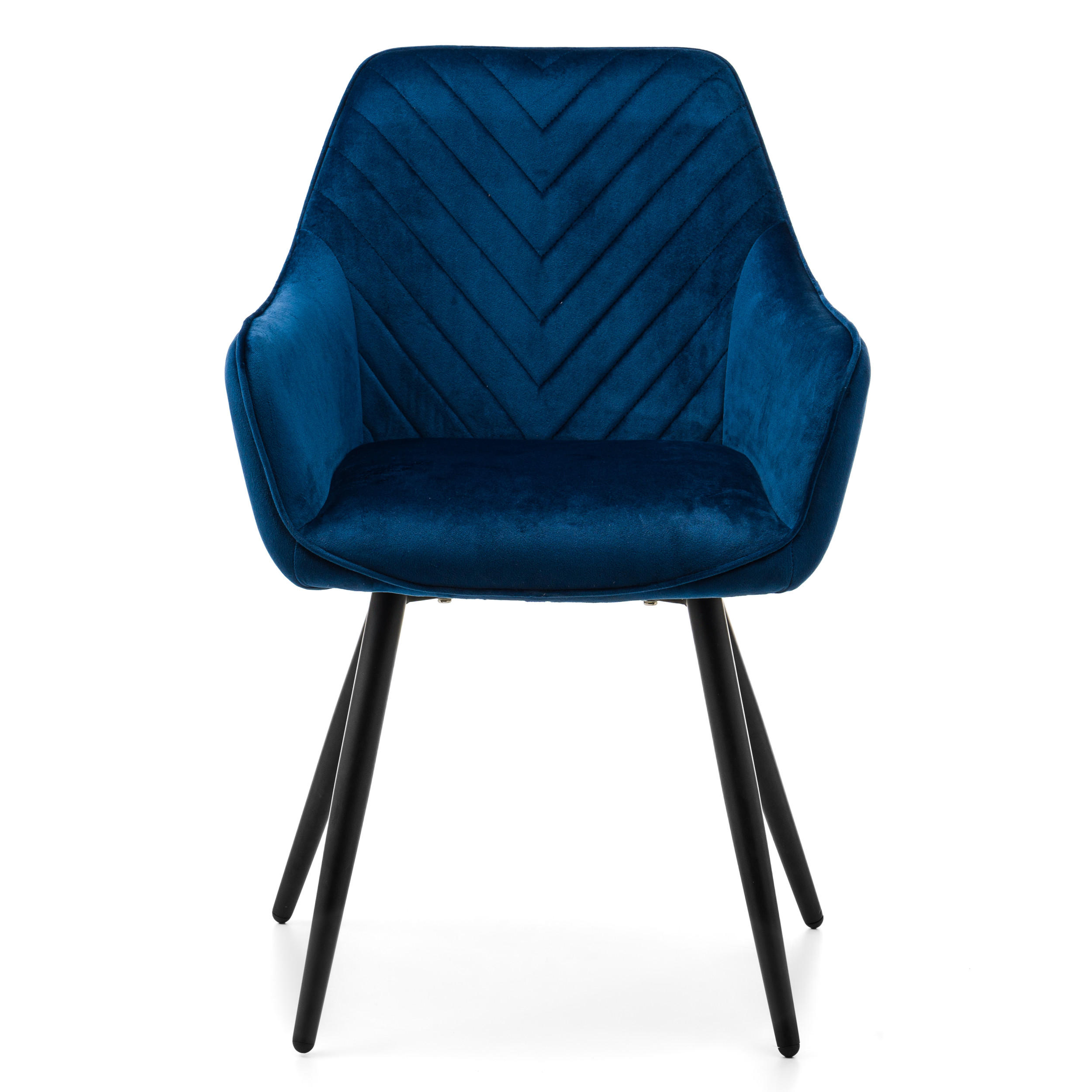 STUHL VASTO gepolstert mit Steppung - dunkelblau - Samt Velours - Schwarz/Dunkelblau, Textil/Metall (58/87/60cm) - NEW HOME
