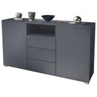 SIDEBOARD Skadu Grau Hochglanz - Grau, Holzwerkstoff (138.5/75.5/35cm) - Vladon