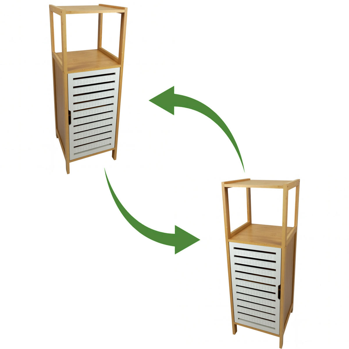 BADREGAL Bambus Weiß Naturfarben Schrank 89x30x30 cm - Naturfarben/Weiß, Holz (30/89/30cm) - Begryf