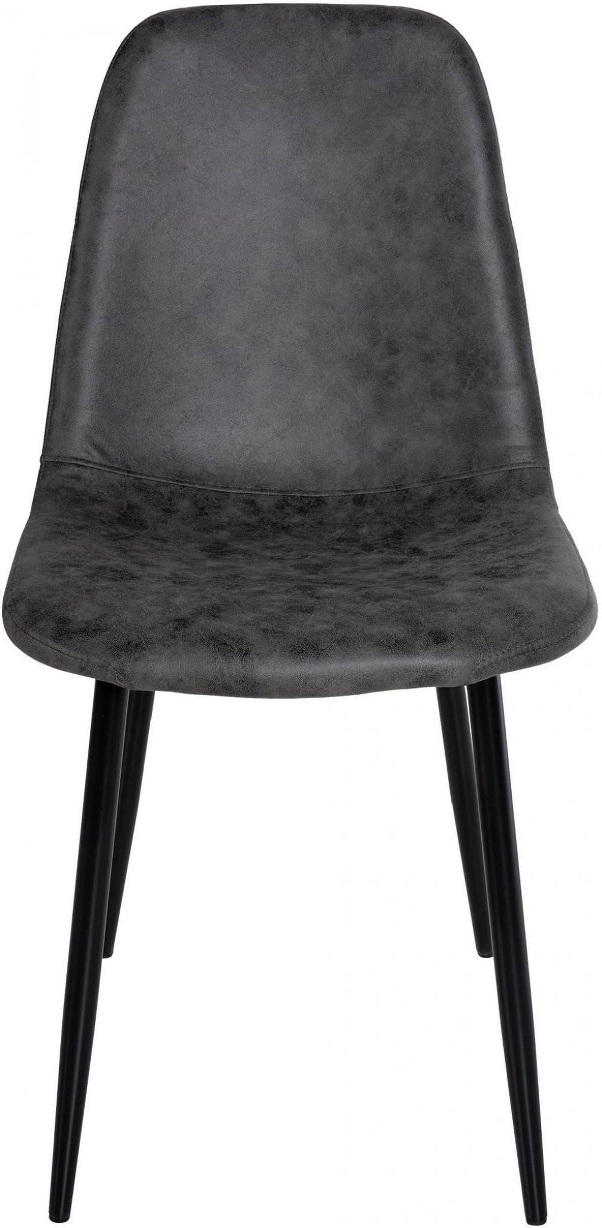 STUHL 4er Set Lederlook Dunkelgrau - Dunkelgrau/Schwarz, Textil/Metall (44/88/51cm) - CLP