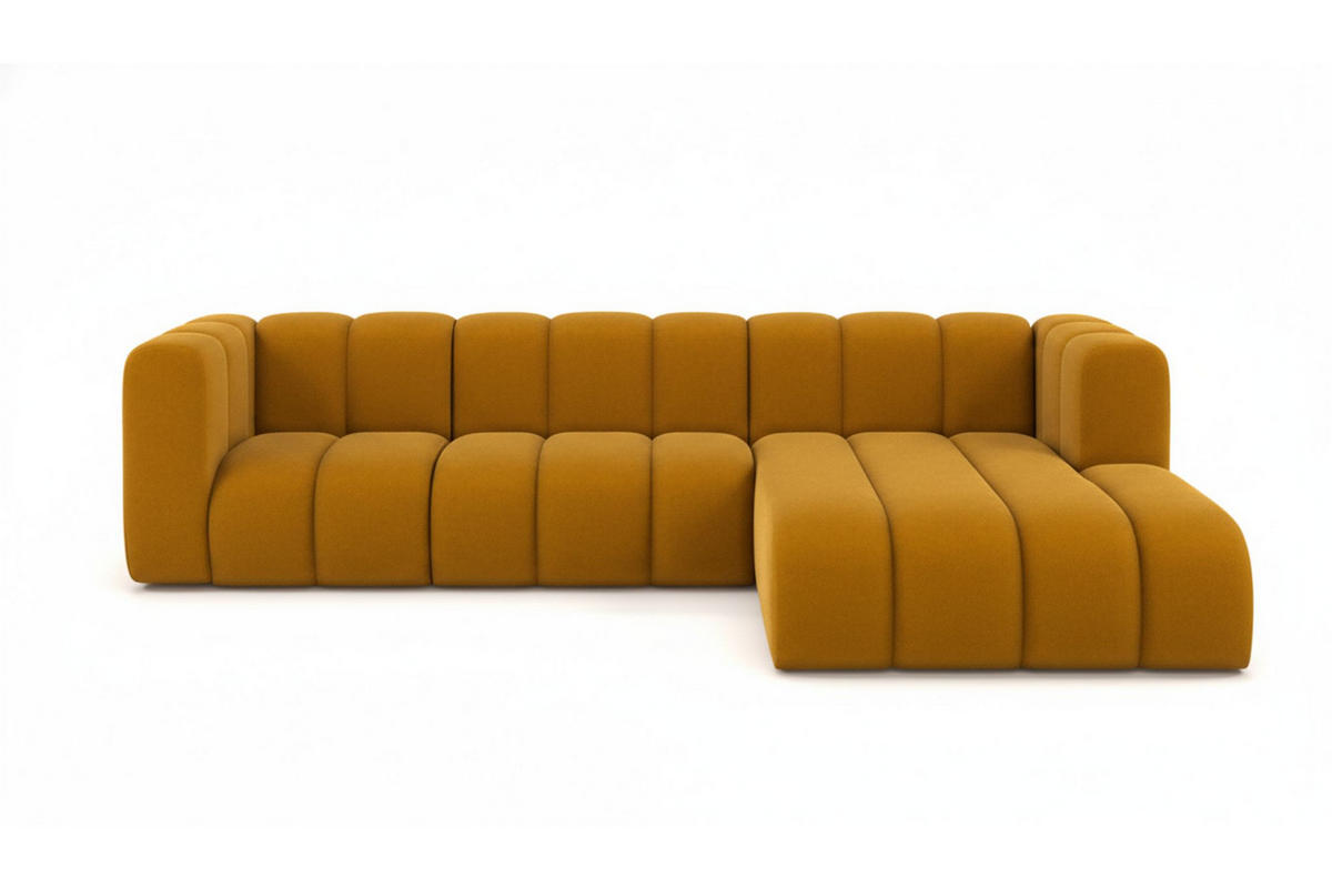 ECKSOFA L-Form Grand L 287 cm, Veloursstoff Salvador, Gelb, Rechts - Gelb, Holz (287/179cm) - Kaiser Möbel
