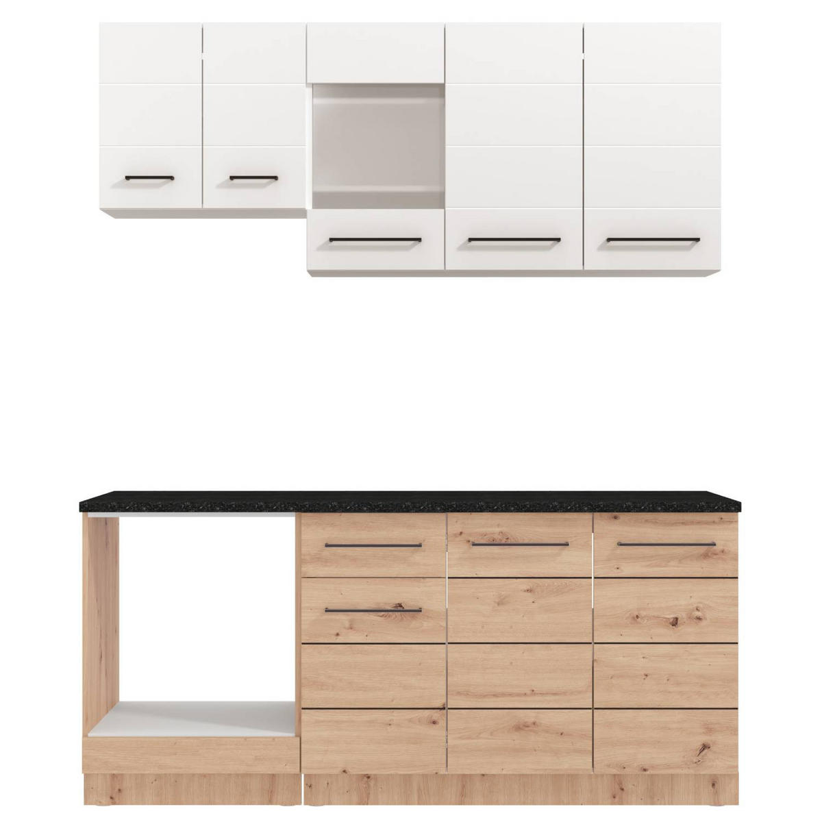 KÜCHENLEERBLOCK 180 cm in Weiß - Schwarz/Braun, Holz (180/200/60cm) - Homestyle4u