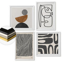 WANDBILDER 4er-Set - 50x50 cm & 40x60 cm Weißer Rahmen - Abstrakte Muster mit Linien - Weiß, Kunststoff (50/50cm) - ArtPrintCave