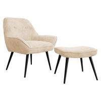 SESSEL Zorto Muz 809B mit Fußbank - Schwarz/Naturfarben, Holz/Textil (73/89/73cm) - MIRJAN24