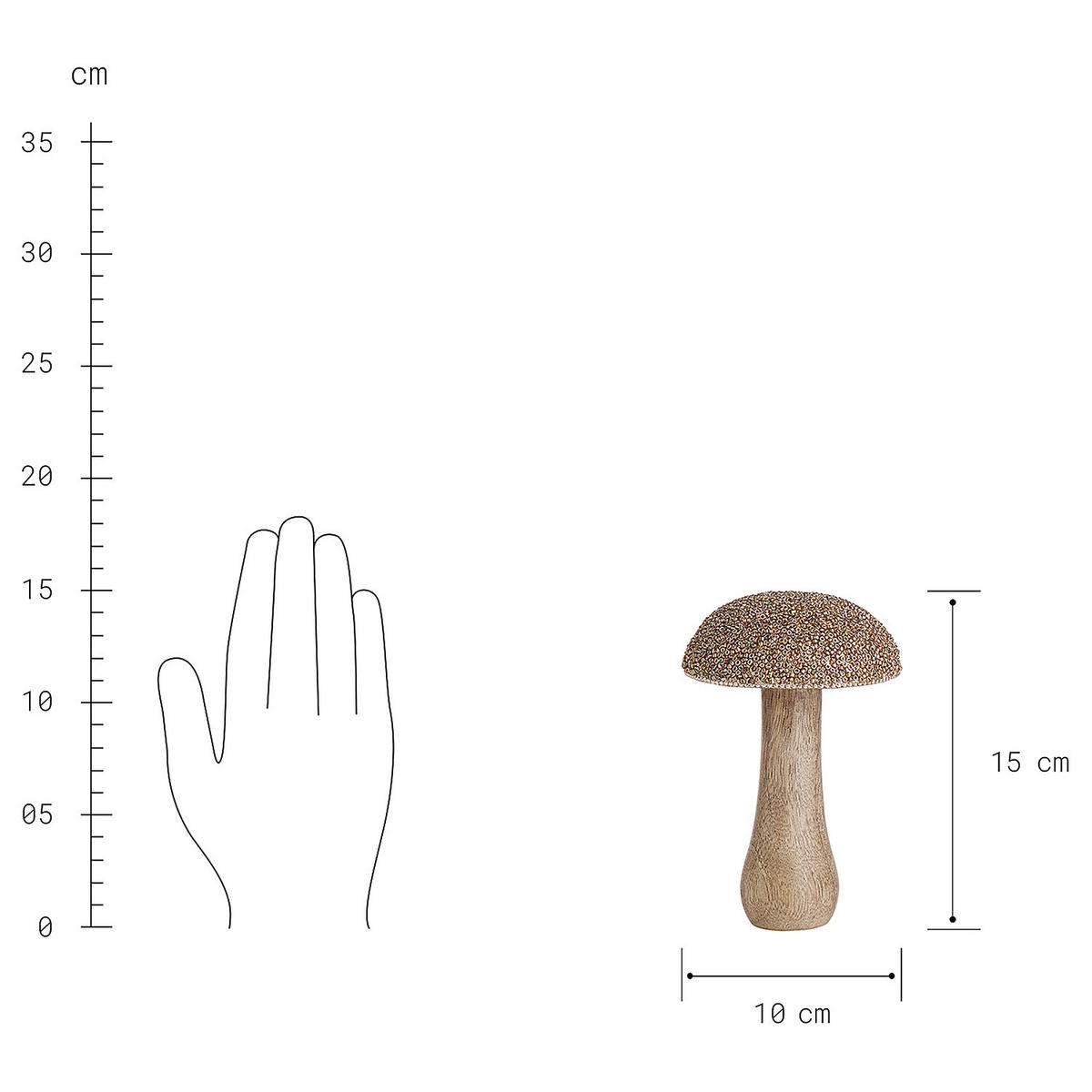 DEKO-PILZ Harvest Love - Goldfarben, Glas/Holz (12/26/12cm) - Butlers