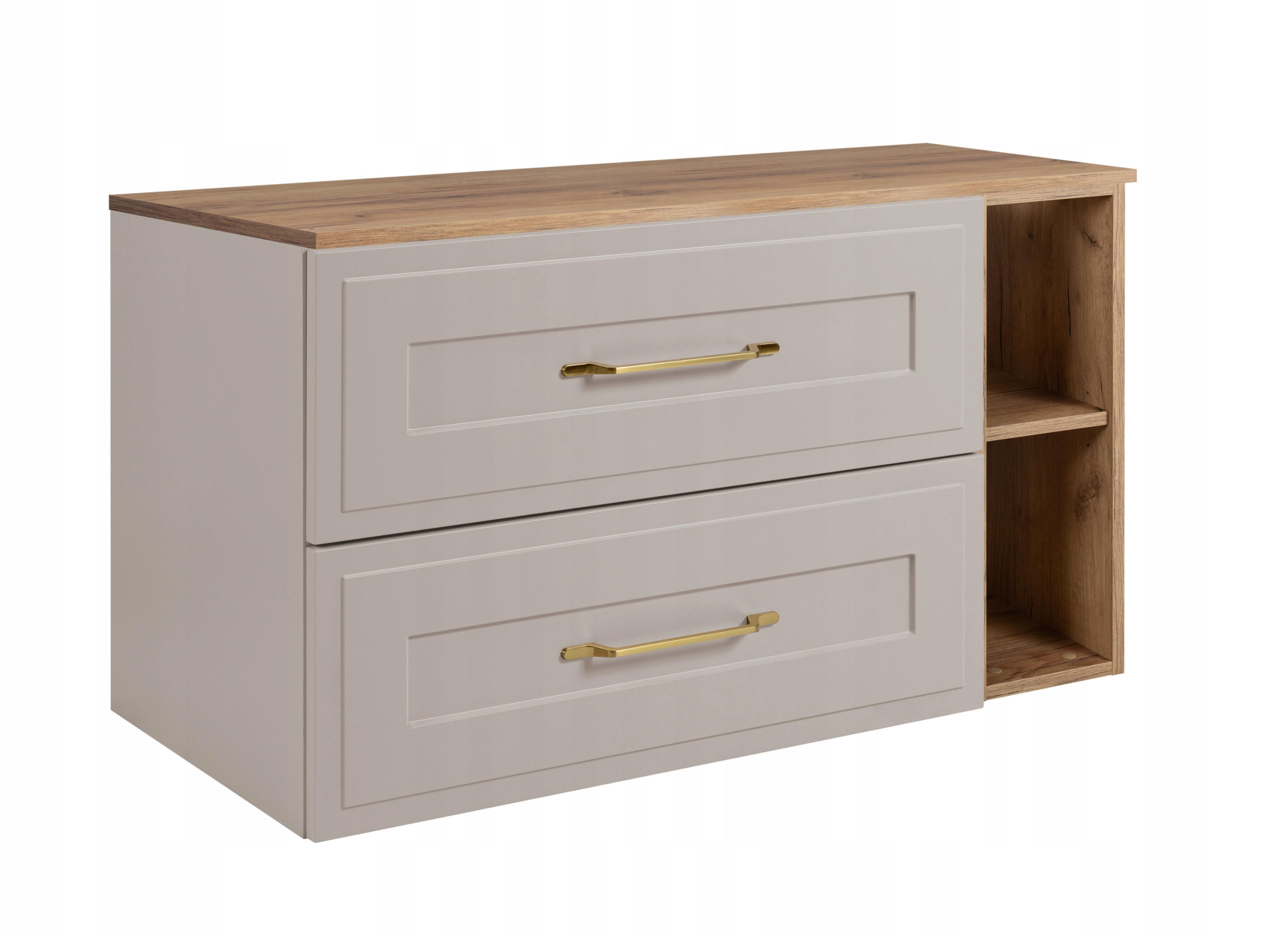 WASCHBECKUNTERSCHRANK CLASSIC 100 cm mit Arbeitsplatte Farbe: Eichen Craft mit einem Regal Kaschmir - Kaschmir/Eichefarben, Holzwerkstoff (100/58/46cm) - Rodan