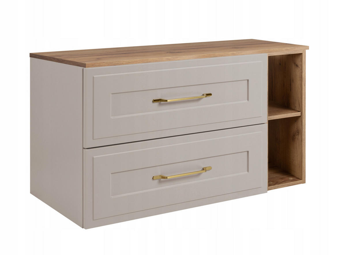 WASCHBECKUNTERSCHRANK CLASSIC 100 cm mit Arbeitsplatte Farbe: Eichen Craft mit einem Regal Kaschmir - Kaschmir/Eichefarben, Holzwerkstoff (100/58/46cm) - Rodan