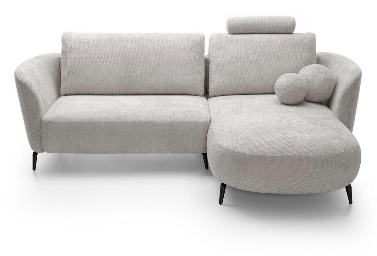 ECKSOFA auf Füßen Kendra 260 cm mit Schlaffunktion, Rechts, Hellgrau - Hellgrau, Holz (180/260cm) - Emporius