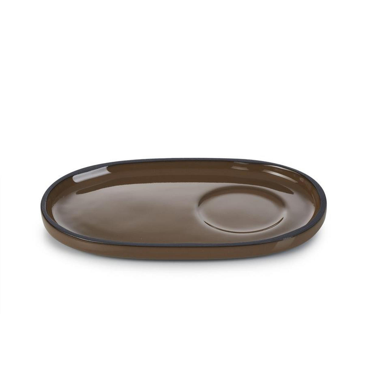 UNTERTASSE CARACTERE 13,5 x 8,3 x 1,2 cm Tonka - Dunkelbraun, Keramik (13.5/8.3/1.2cm) - Revol Porcelaine France