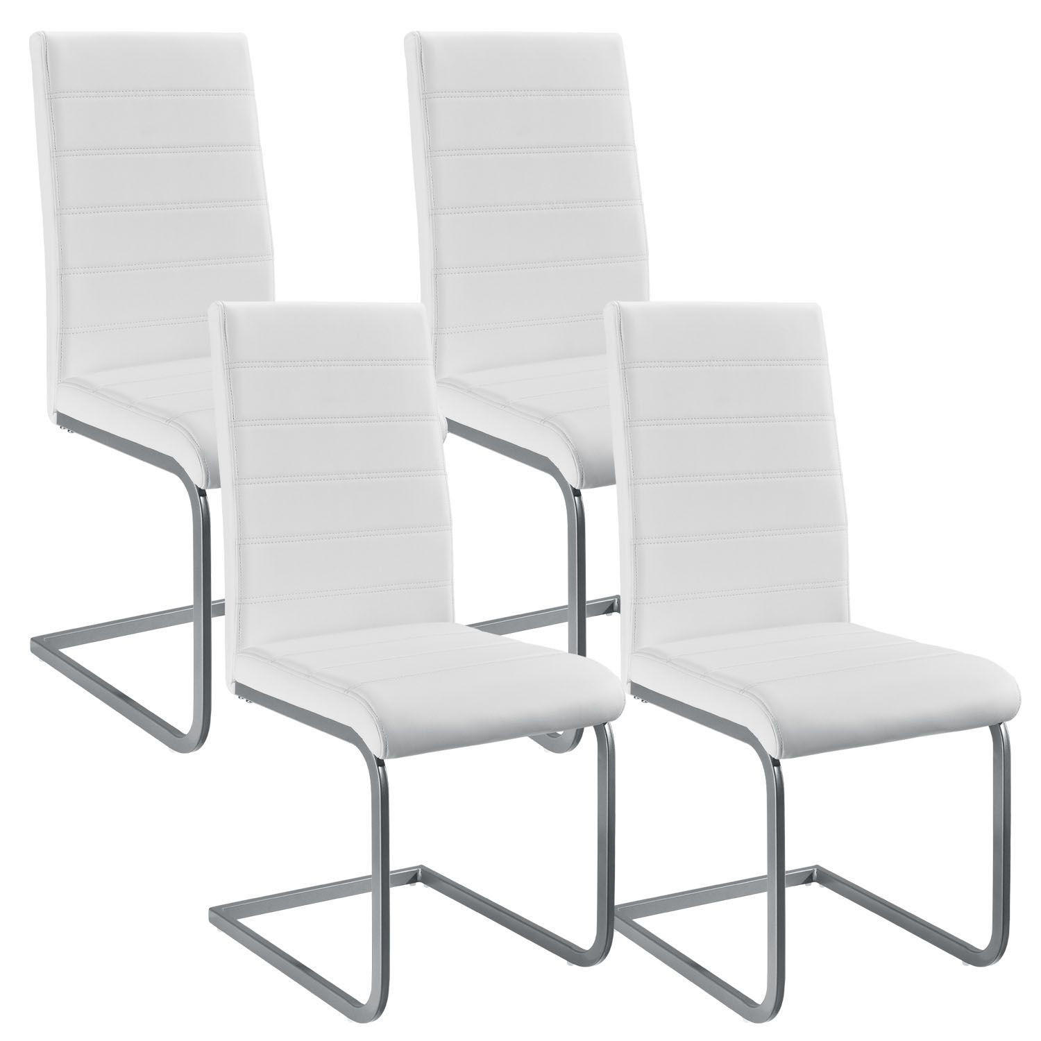 SCHWINGSTUHL Vegas weiß Kunstleder (4er Set) - Weiß, Textil (41/101/52cm) - Juskys