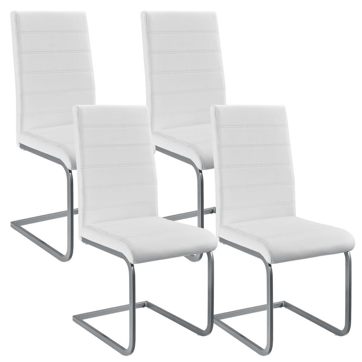 SCHWINGSTUHL Vegas weiß Kunstleder (4er Set) - Weiß, Textil (41/101/52cm) - Juskys