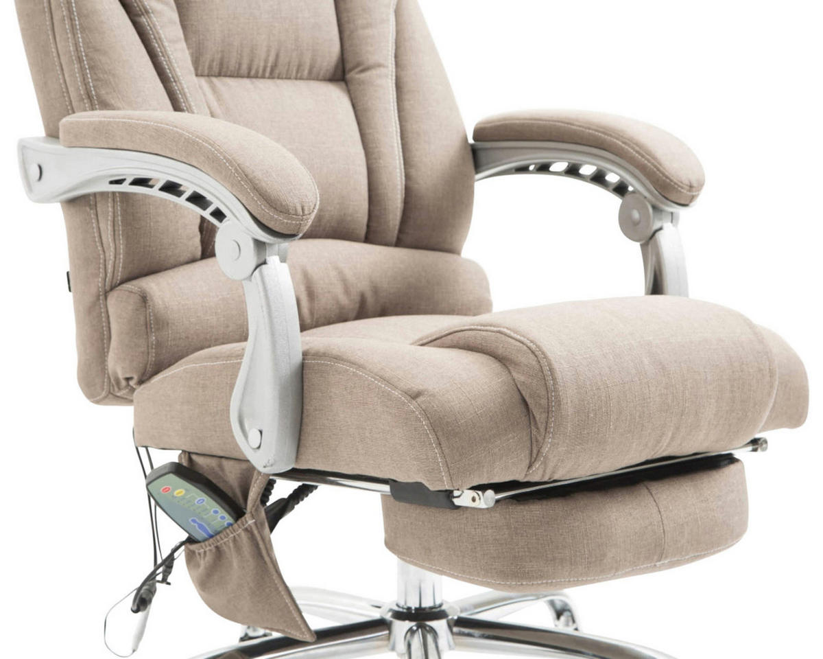 CHEFSESSEL Stoff taupe - Taupe/Chromfarben, Textil/Metall (68/118/64cm) - CLP