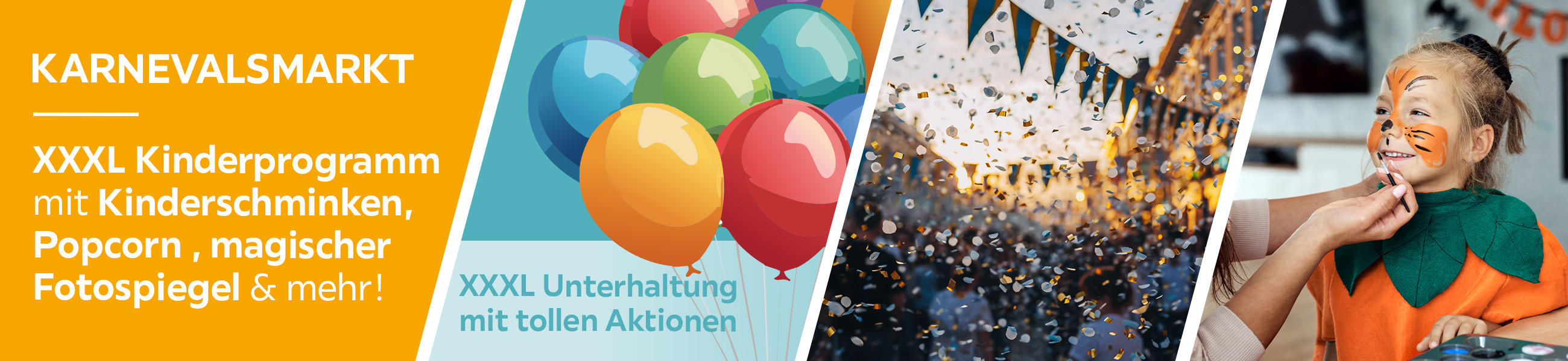 KARNEVALSMARKT - XXXL Kinderprogramm mit Kinderschminken, Popcorn, magischer Fotospiegel & mehr! - XXXL Unterhaltung mit tollen Aktionen
