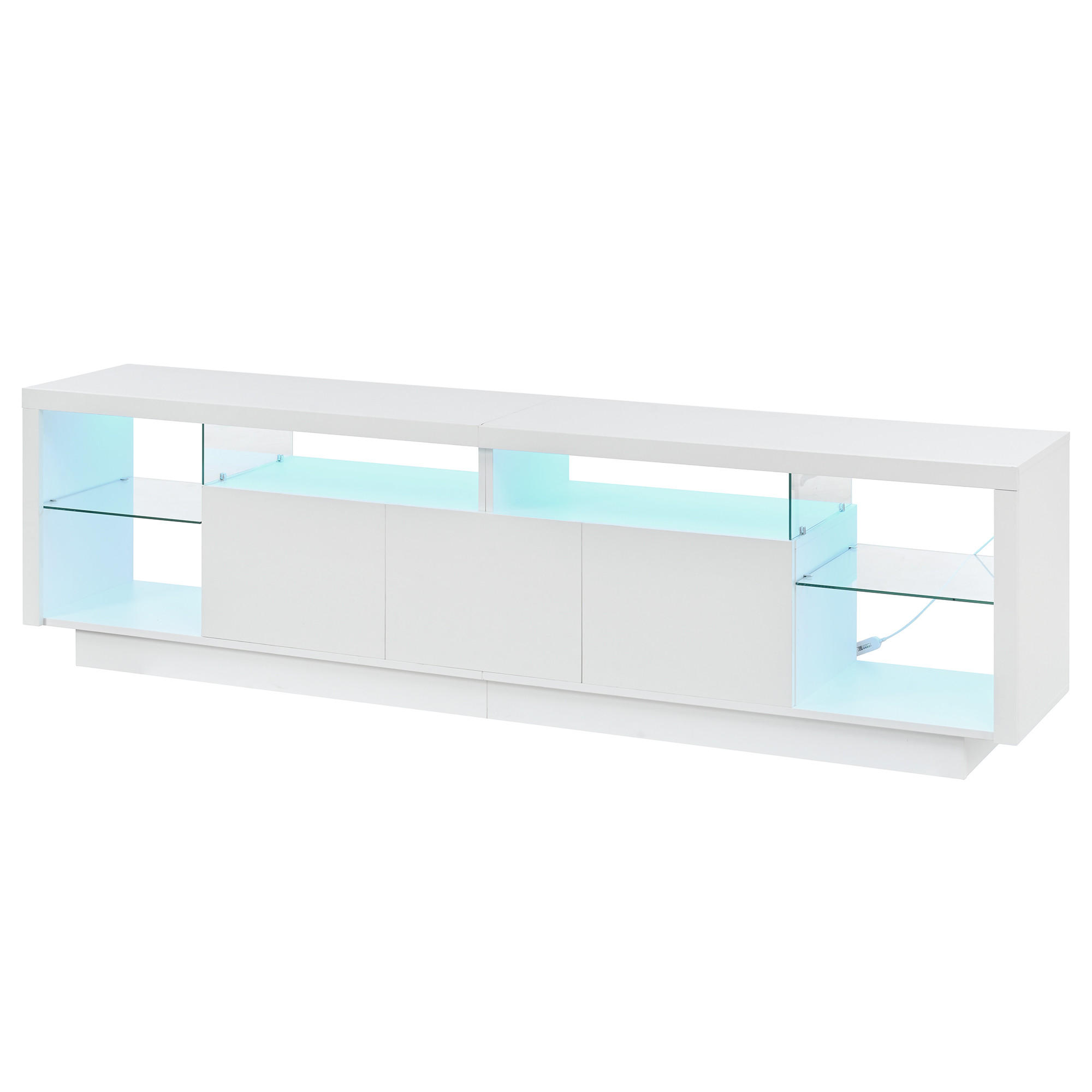 TV-ELEMENT200X38X55CM Weiß Hochglanz mit LED-Beleuchtung und App-Steuerung - Weiß, Holz (46.51/21.79/57cm) - Raelunyi