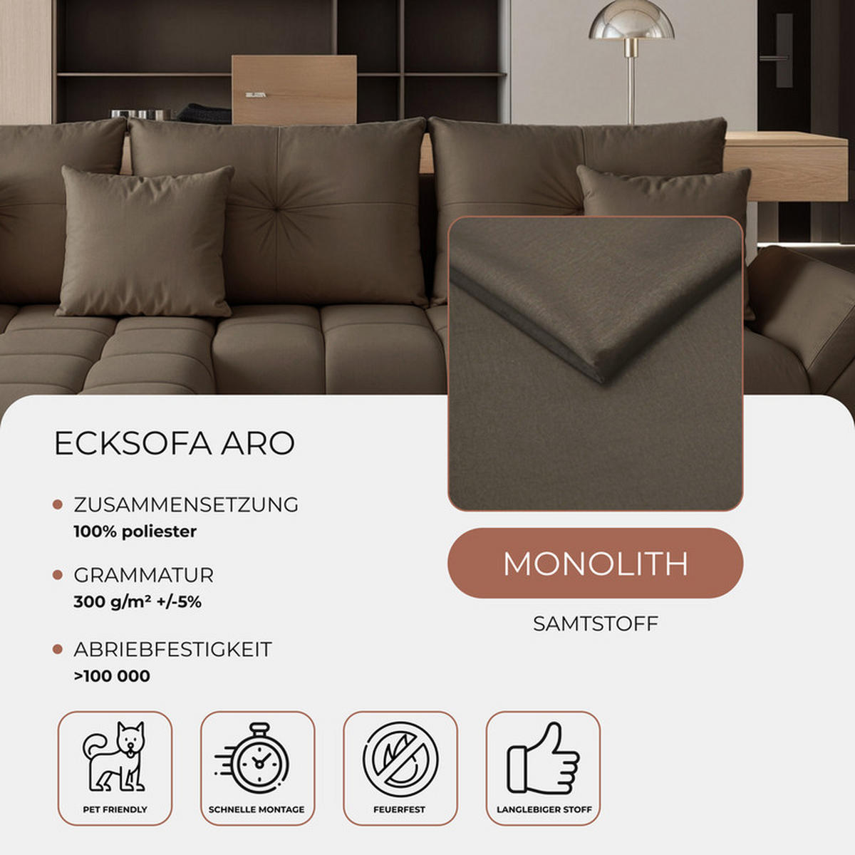 ECKSOFA ARO mit Schlaffunktion und Bettkasten Braun - Braun, Holzwerkstoff/Kunststoff (280/190cm) - Idohome