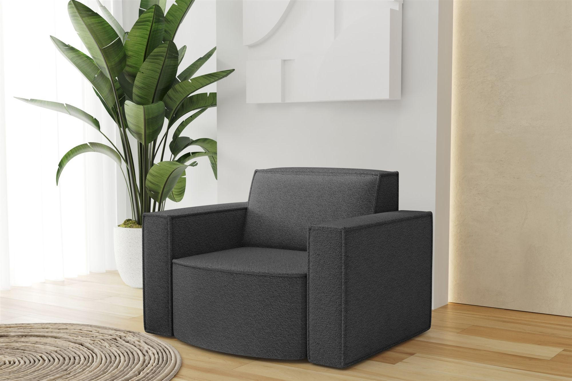 SESSEL Palma Ascot Bukla - Graphitfarben, Holzwerkstoff/Textil (98/74/89cm) - Fun Möbel