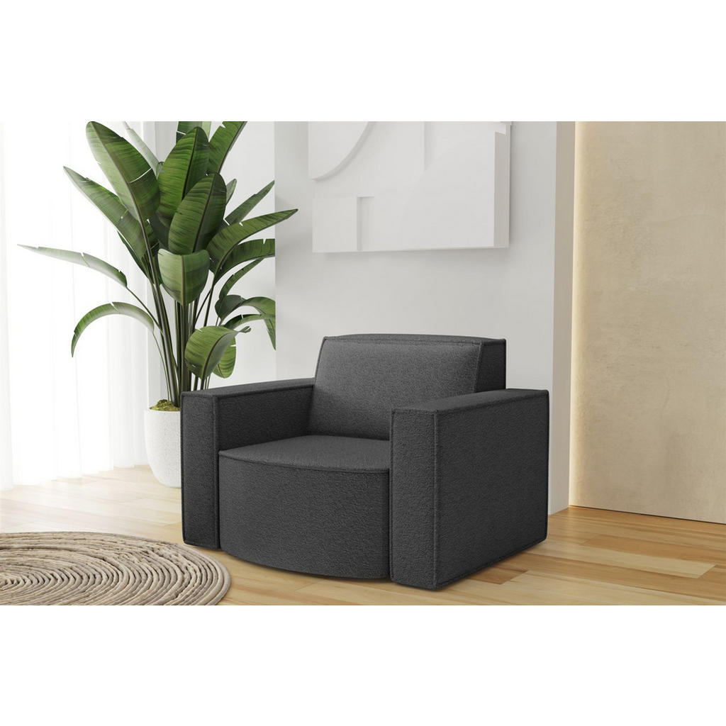 Thumbnail - Fun Möbel Sofaset, Graphit, Textil, Ottomane rechts, 236x78x165 cm, Wohnzimmer, Sofas & Couches, Sitzgarnituren