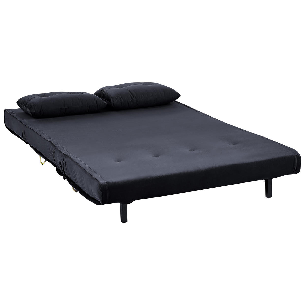 2-SITZER-SCHLAFSOFA Samtstoff Schwarz Vestfold - Schwarz, Textil (130/81/80cm) - Beliani