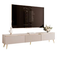 GERIFFELTER TV-Schrank SELIA 200 cm auf Füßen, Kaschmir mit goldener Zierleiste - Kaschmir, Holzwerkstoff (200/42/35cm) - Idohome