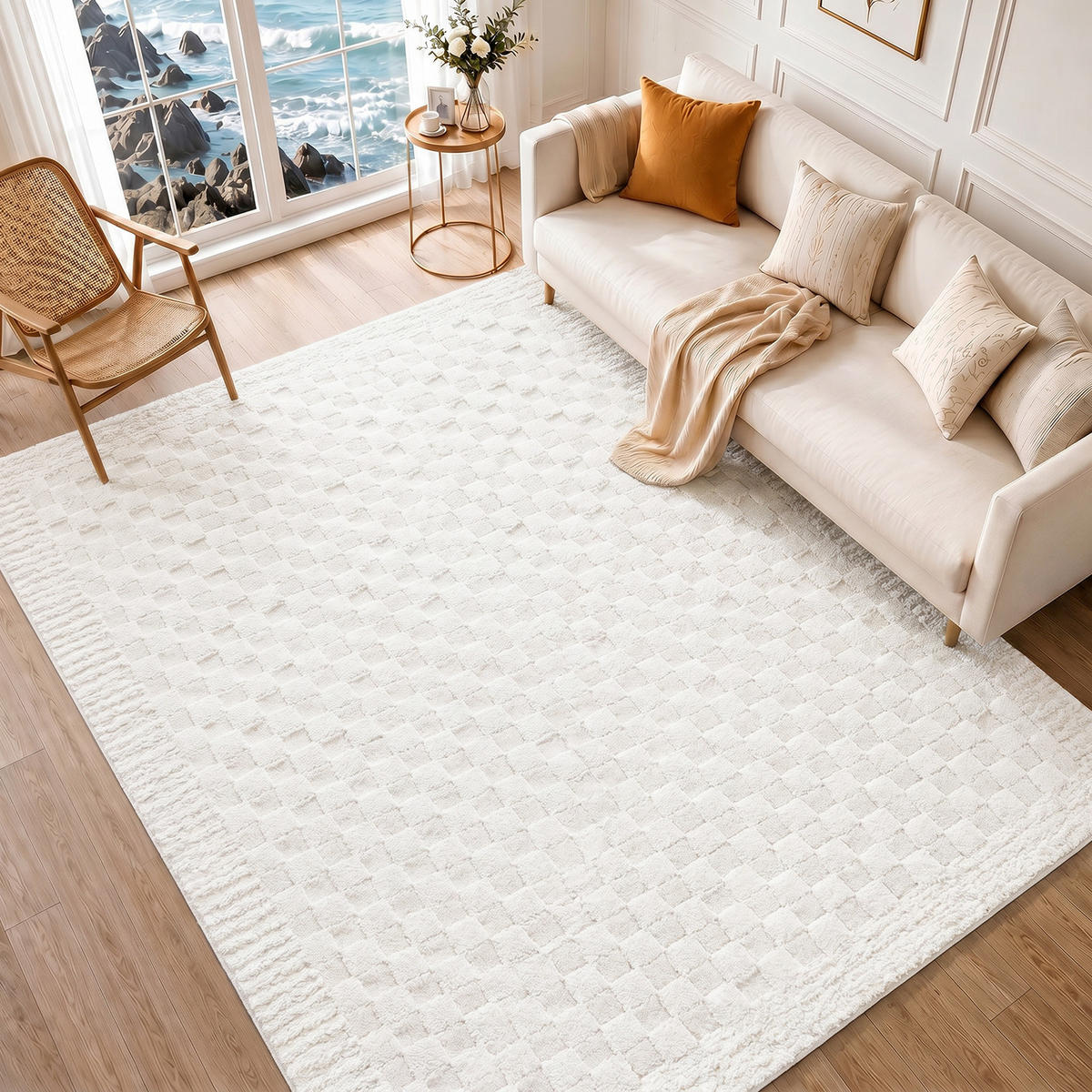 KURZFLORTEPPICH Ekta 200/275 cm Elfenbein - Weiß, Textil (200/275cm) - LIVABLISS