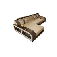 COUCH Arezzo L Sandbeige Dunkelbraun Ledermix - Sandfarben, Textil (308/194cm)