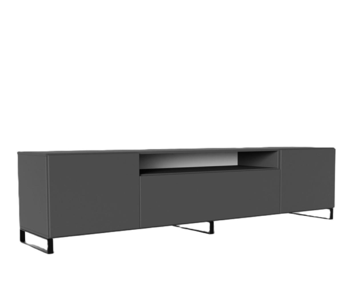 TV-SCHRANK Grafit LION Metallbeine 200 cm Mit Regalen - Graphitfarben, Holzwerkstoff (200/40/41cm) - Sepro Meble