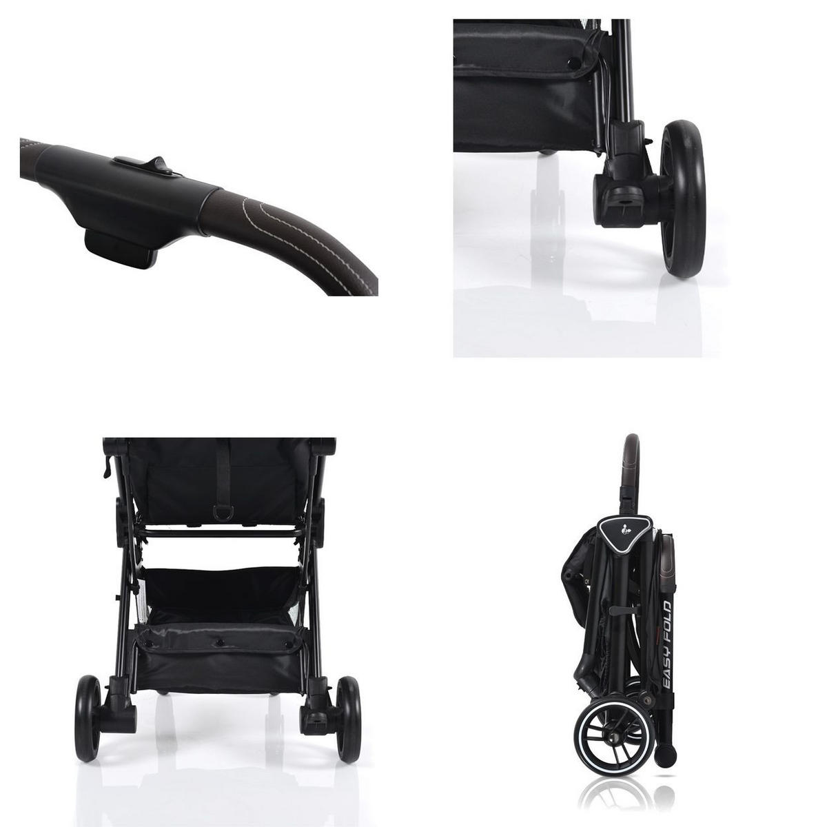 BUGGY easy Fold schwarz Alu Sonnendach verstellbar, faltbar, Korb - Schwarz, Metall (89/43/103cm) - Cangaroo