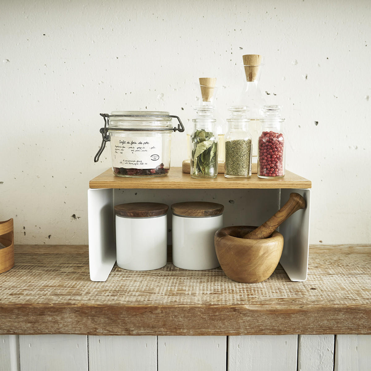 AUFBEWAHRUNGSREGAL Stapelbar - 30,5/22/14,5 cm - Weiß, Metall (22/14.5/30.5cm) - Yamazaki