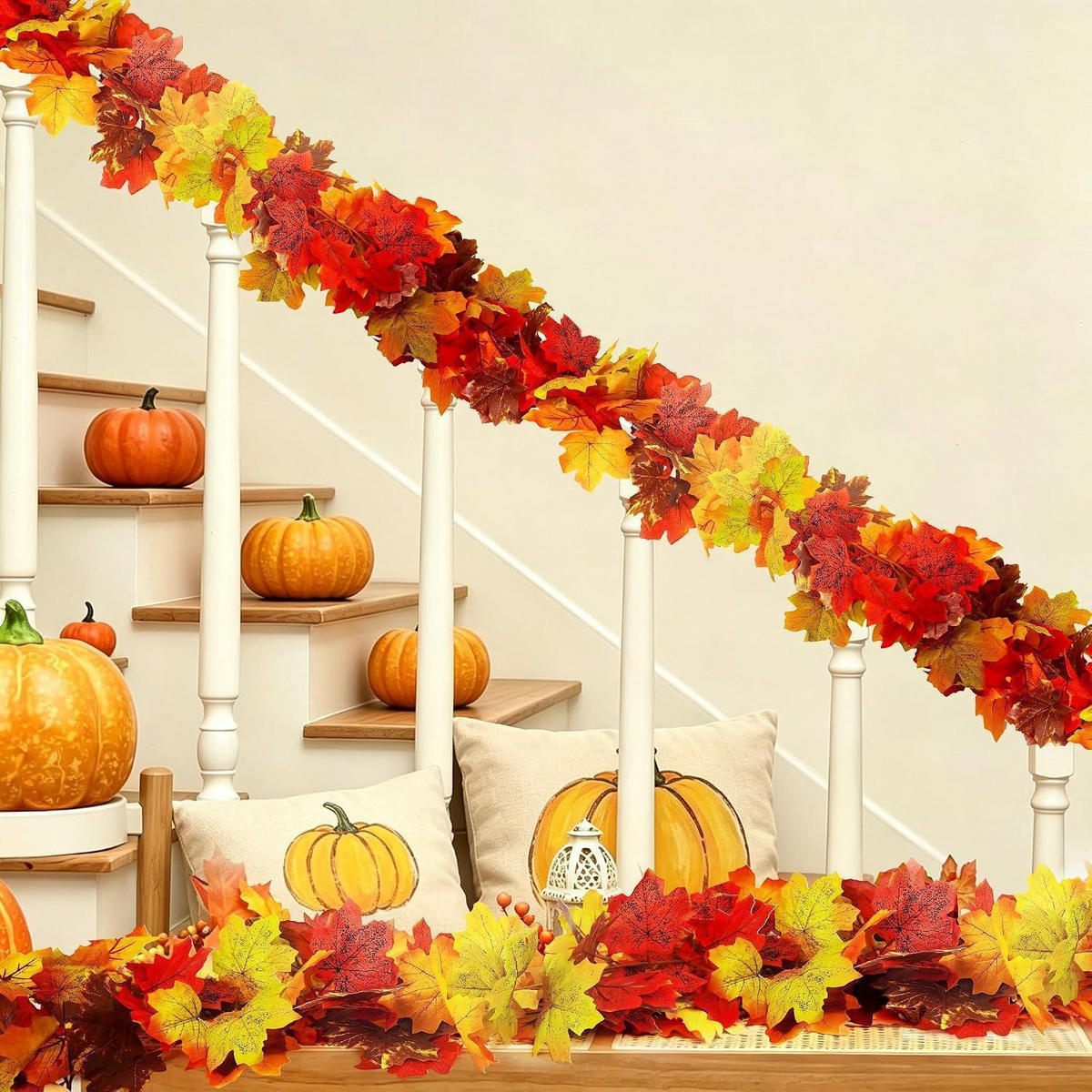 GIRLANDE 2-teiliges Set Künstliche Herbstblätter 175 cm - Multicolor, Kunststoff (1cm)